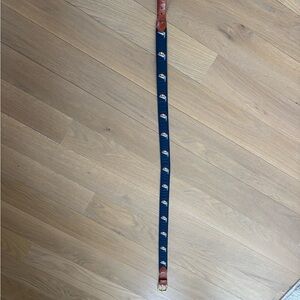 Blue and Brown Belt with Gold Buckle